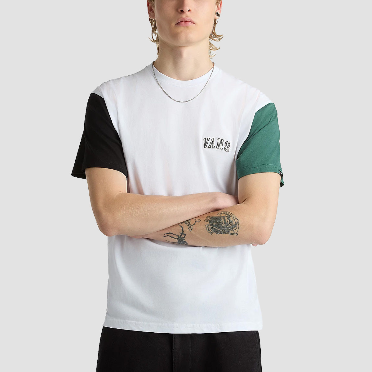 Vans Colorblock Varsity T-Shirt White/Black/Bistro Green