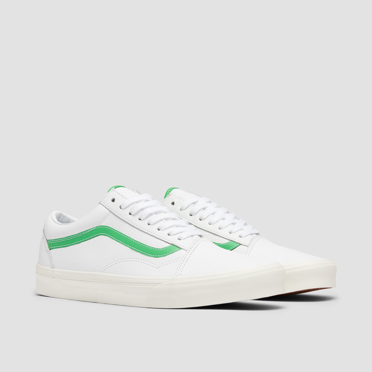 Vans Old Skool Shoes - Leather White/Green