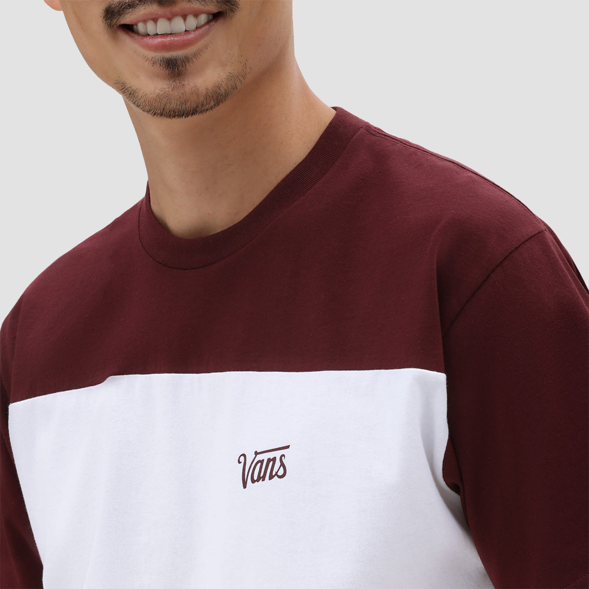 Vans Script Crew Block B T-Shirt White/Port Royale