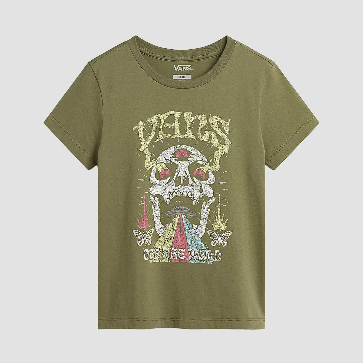 Vans Skull Saucer Crew T-Shirt Olivine - Womens