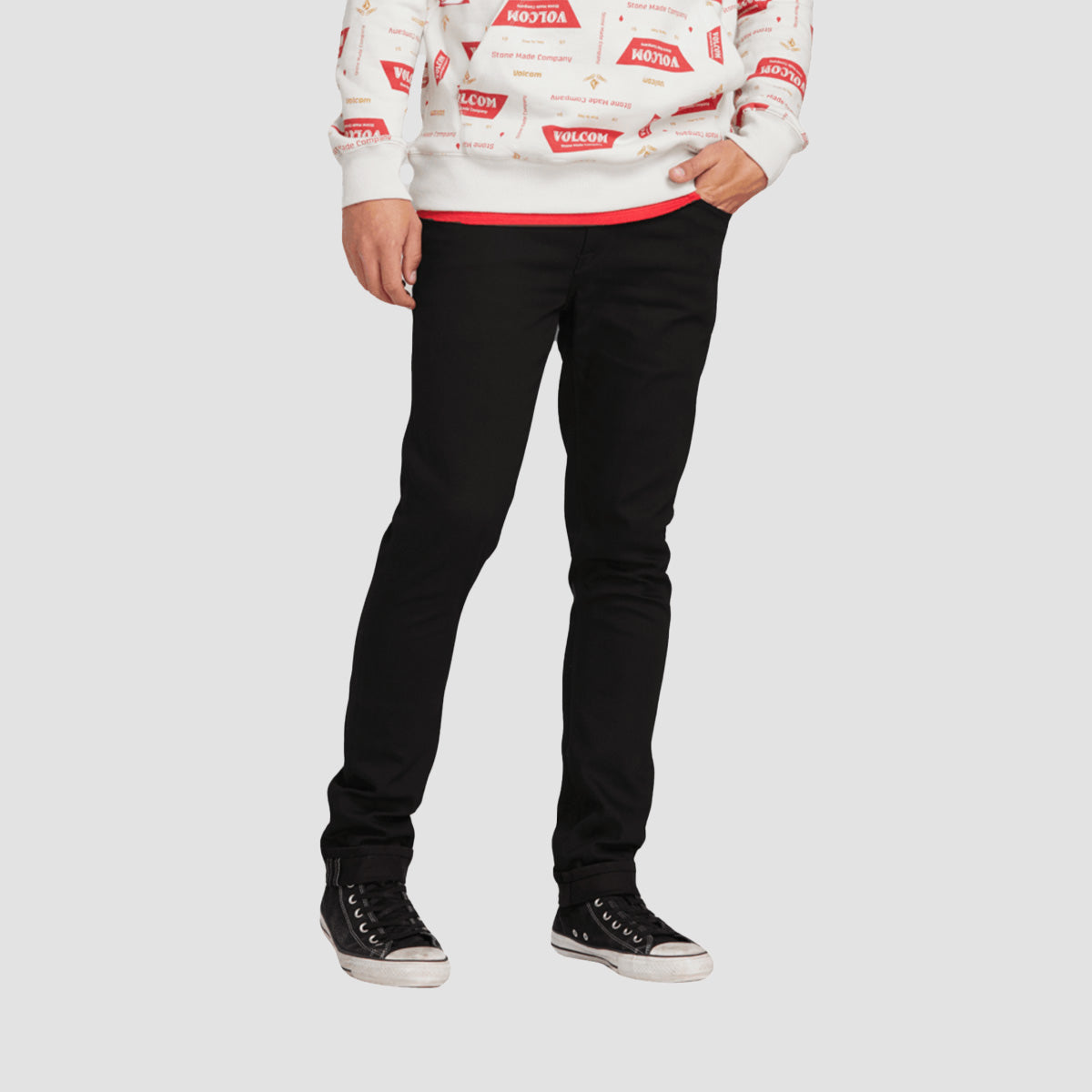 Volcom 2X4 Skinny Fit Jeans Black On Black