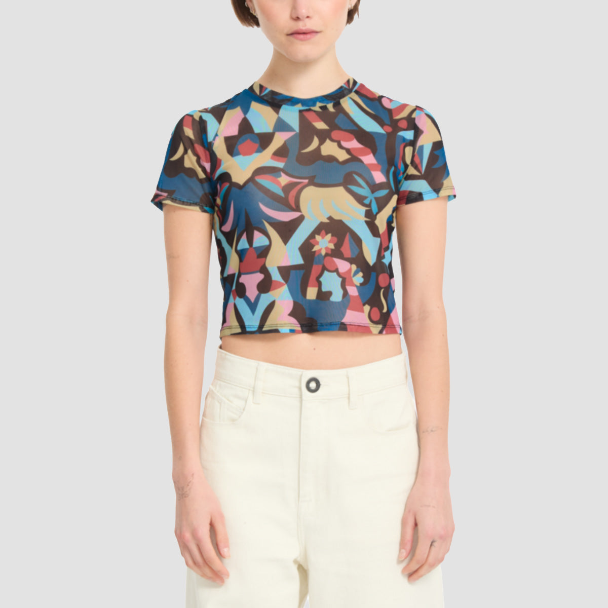 Volcom FA Bruno Lucas Knit Mesh Crop T-Shirt Multi - Womens