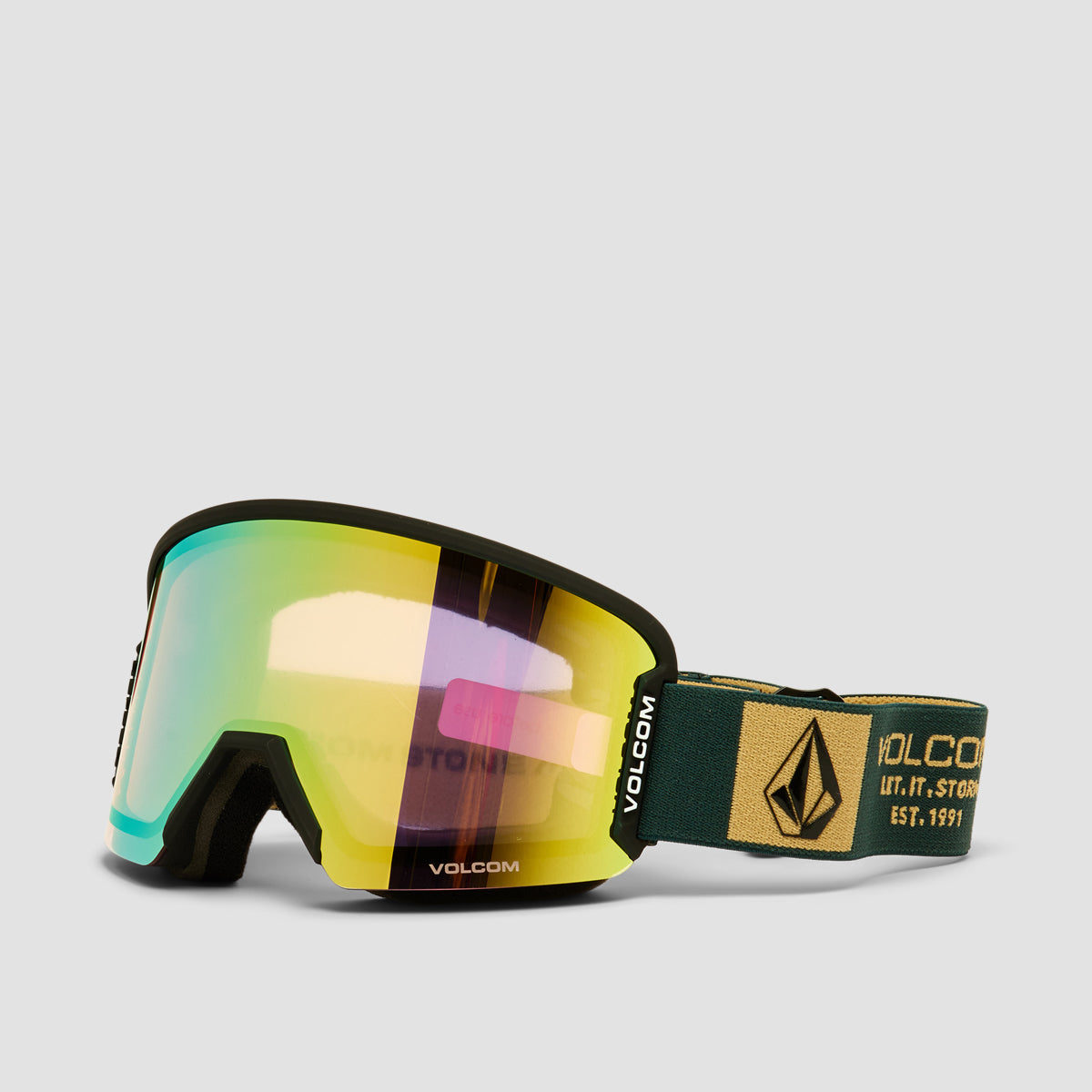 Volcom Garden 2 Snow Goggles Scrab/Sand/Gold Chrome + Bonus Lens Dark Grey