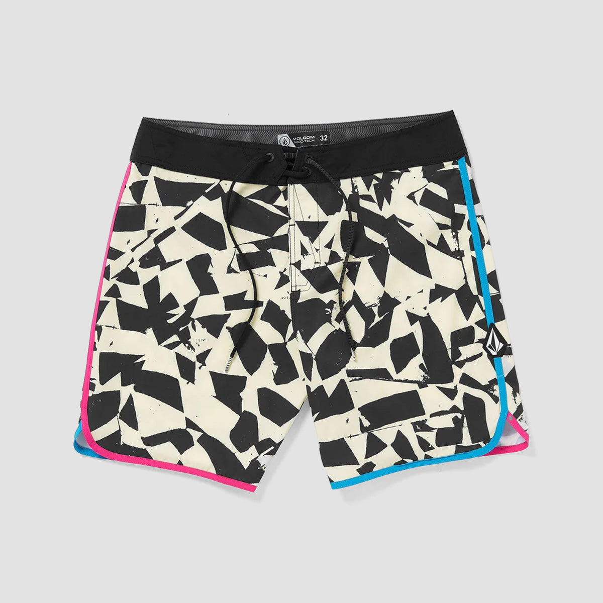 Volcom Lido Print Scallop Mod-Tech 19" Boardshorts Black White