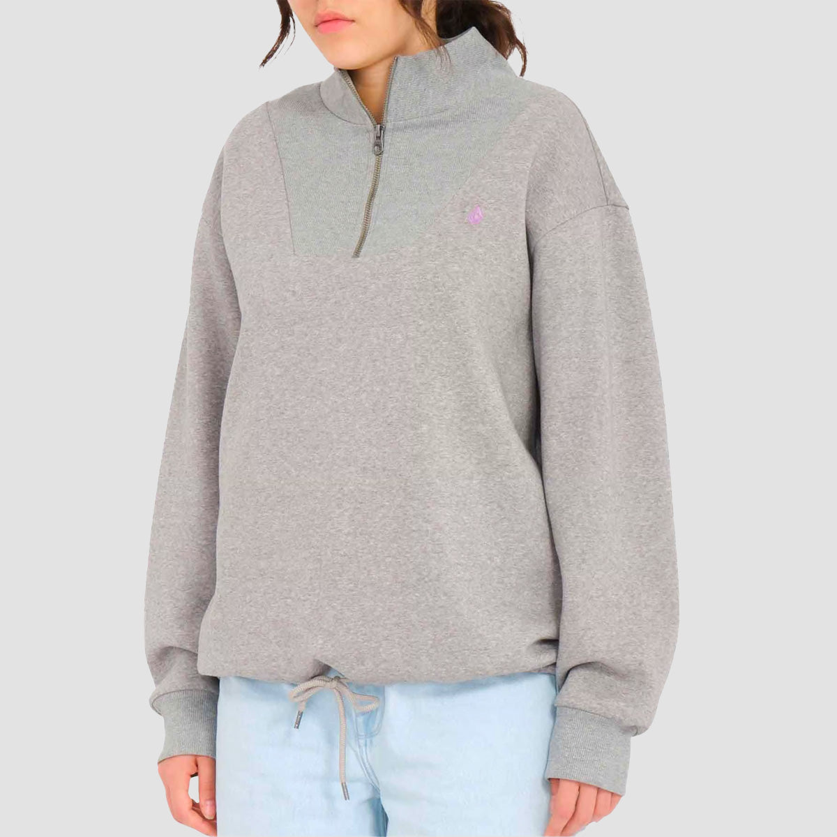 Volcom Mocker Nucker Mock Neck Sweatshirt Heather Grey - Womens