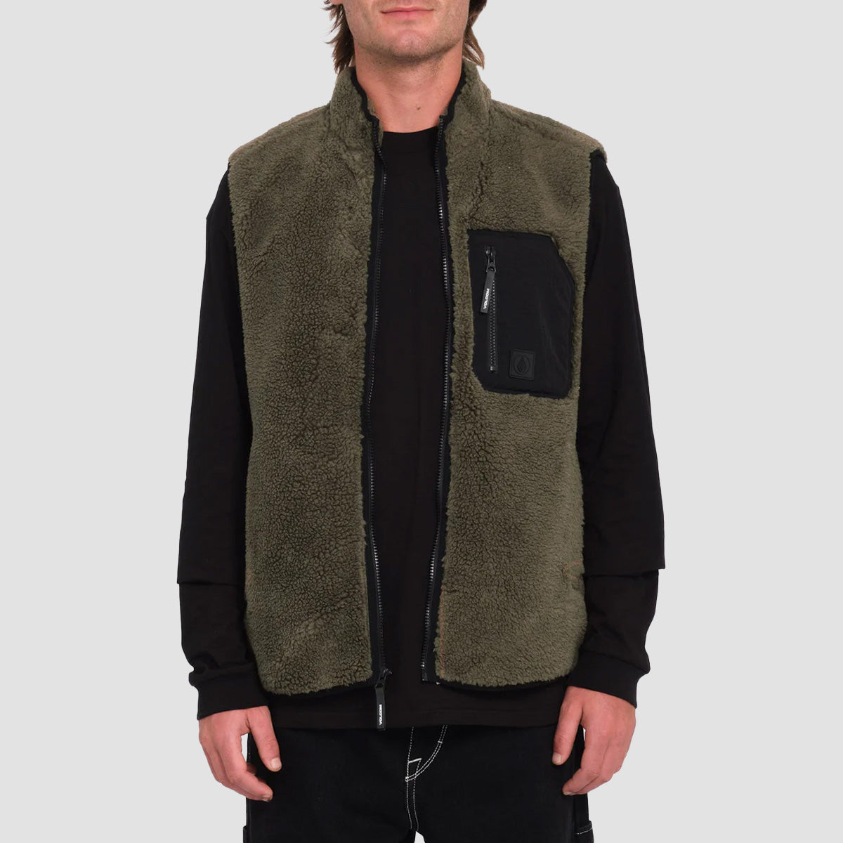 Volcom Muzzer Fuzzar Vest Jacket Wintermoss