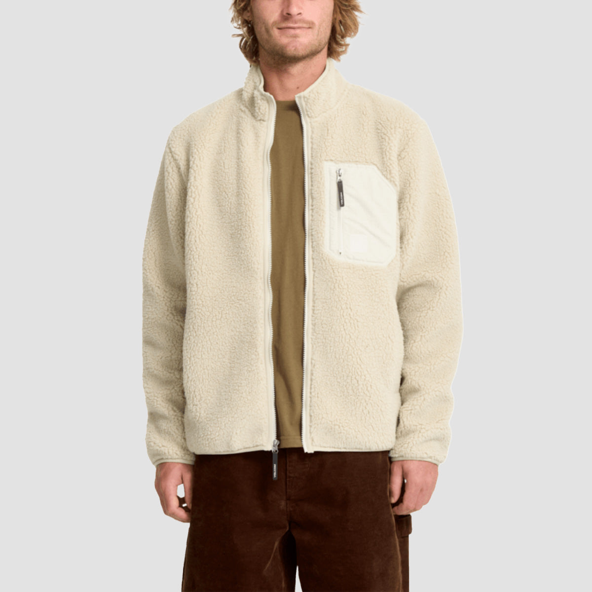 Volcom Muzzer Fuzzar Zip Sweatshirt Stone
