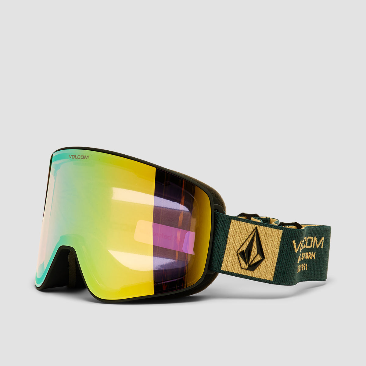 Volcom Odyssey Snow Goggles Scrab/Sand/Gold Chrome + Bonus Lens Dark Grey