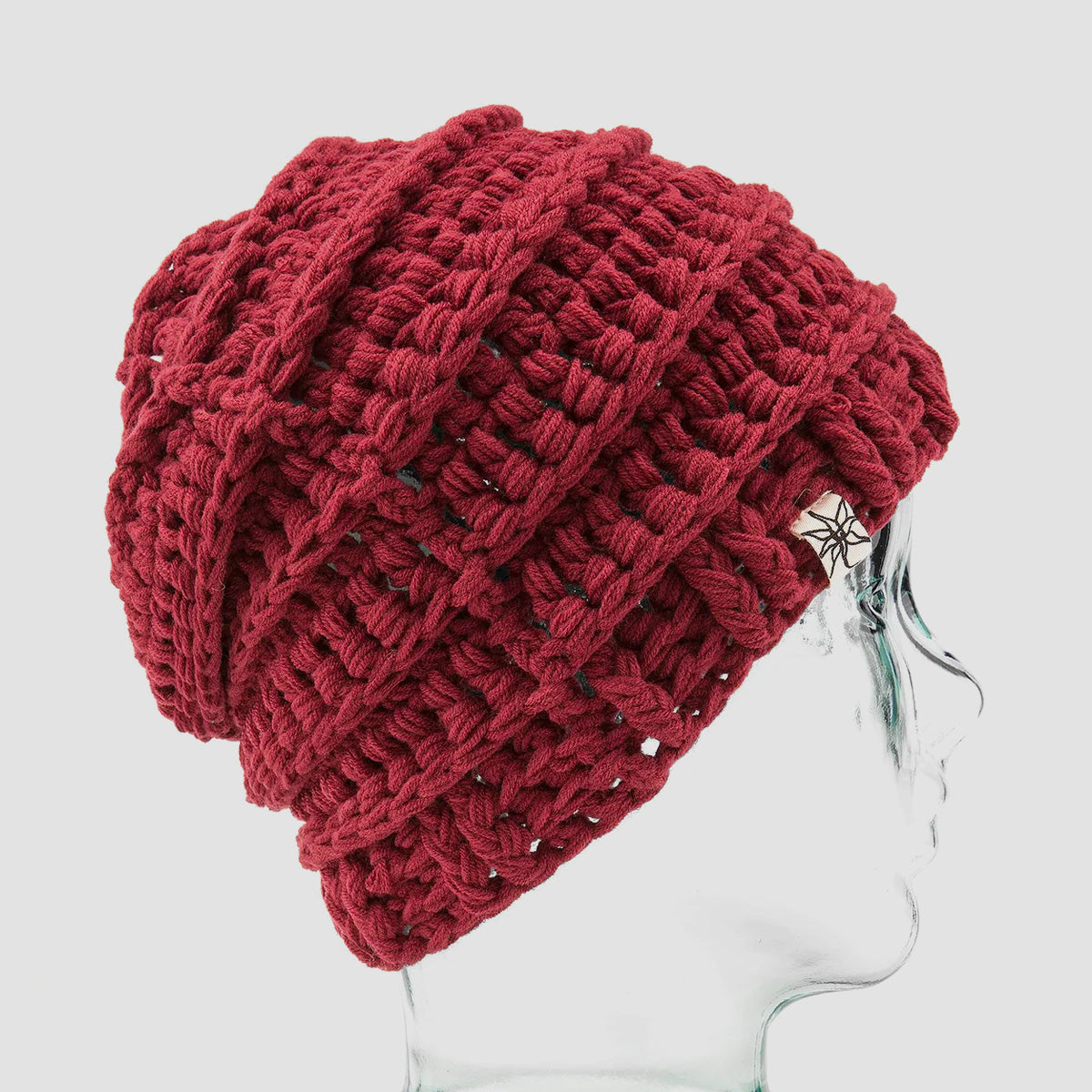 Volcom Rav Crochet Knit Beanie Maroon