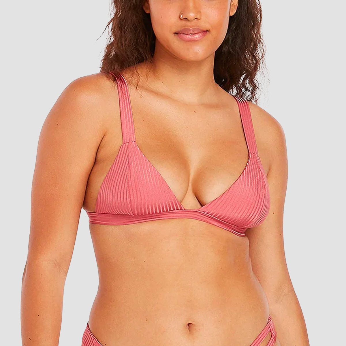 Volcom Simply Rib Tri Bikini Top Dusty Rose - Womens