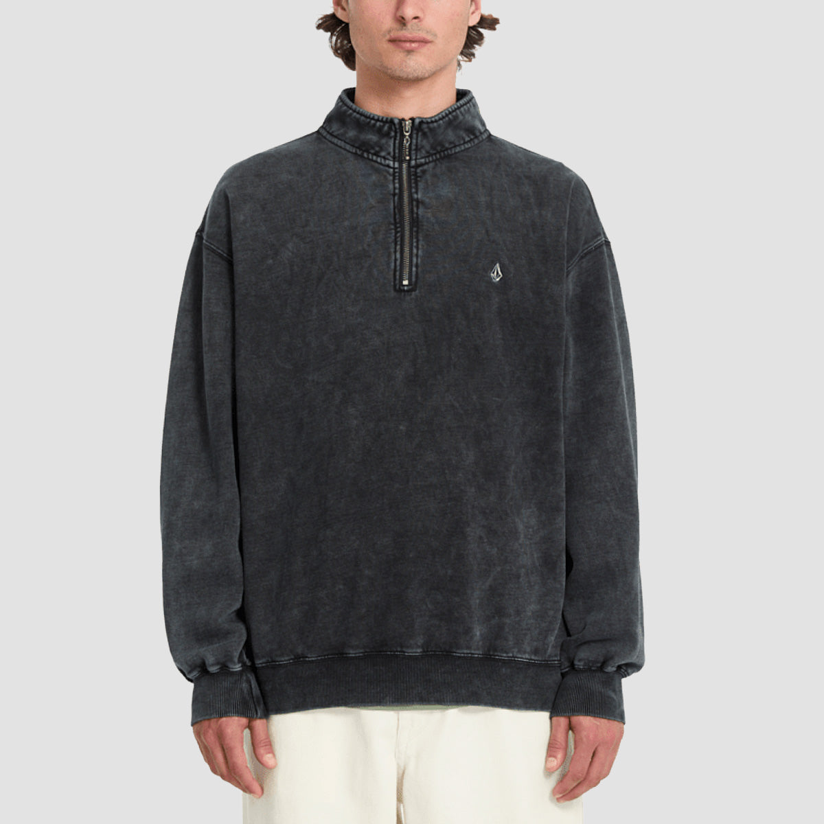 Volcom Single Stone Quarter Zip Sweatshirt Light Acid Black