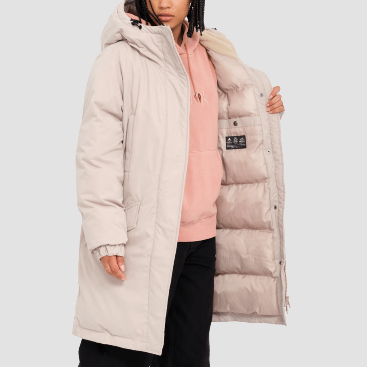 Volcom Sleepi Puff Up Parka Jacket Light Khaki - Womens