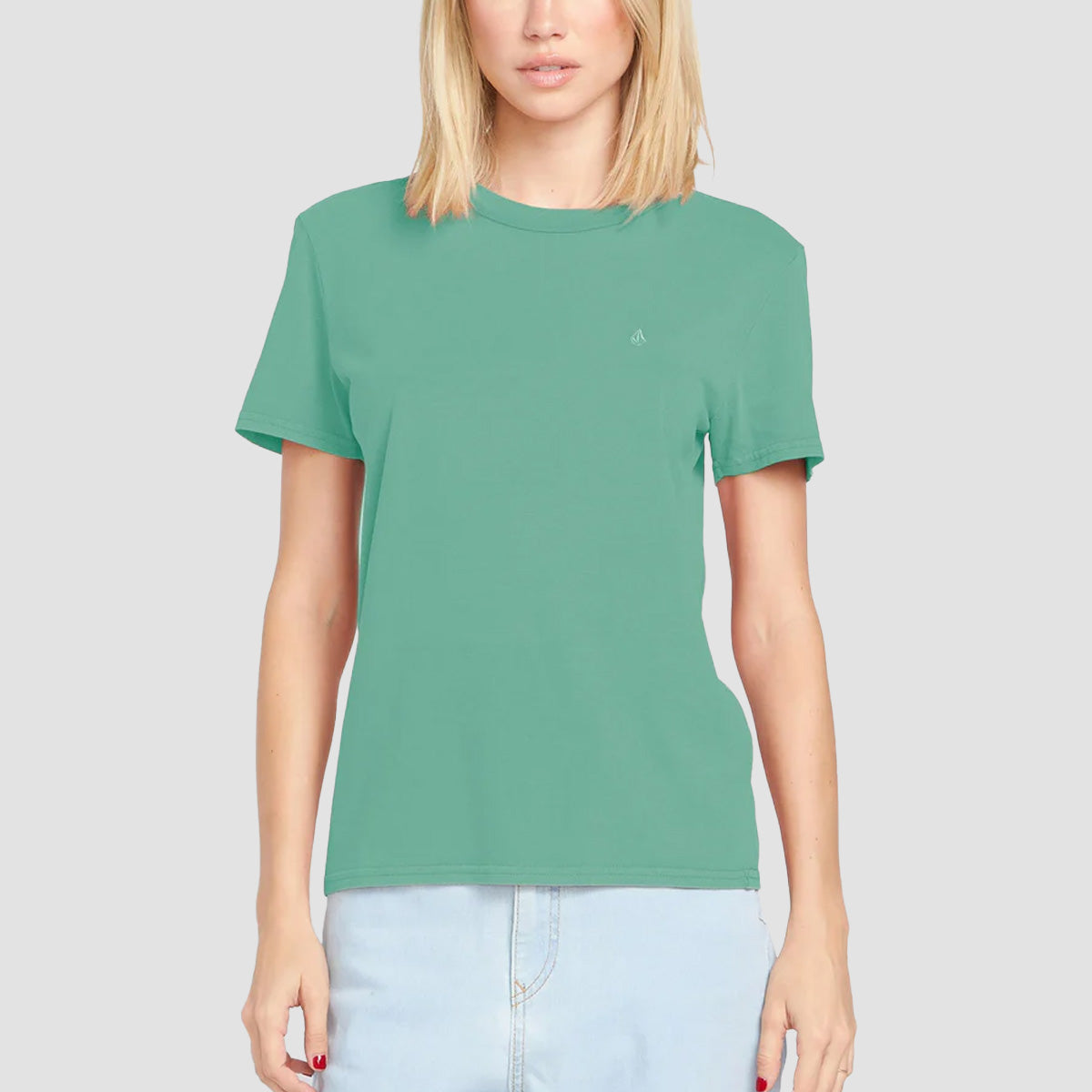 Volcom Solid Stone Emb T-Shirt Sea Green - Womens