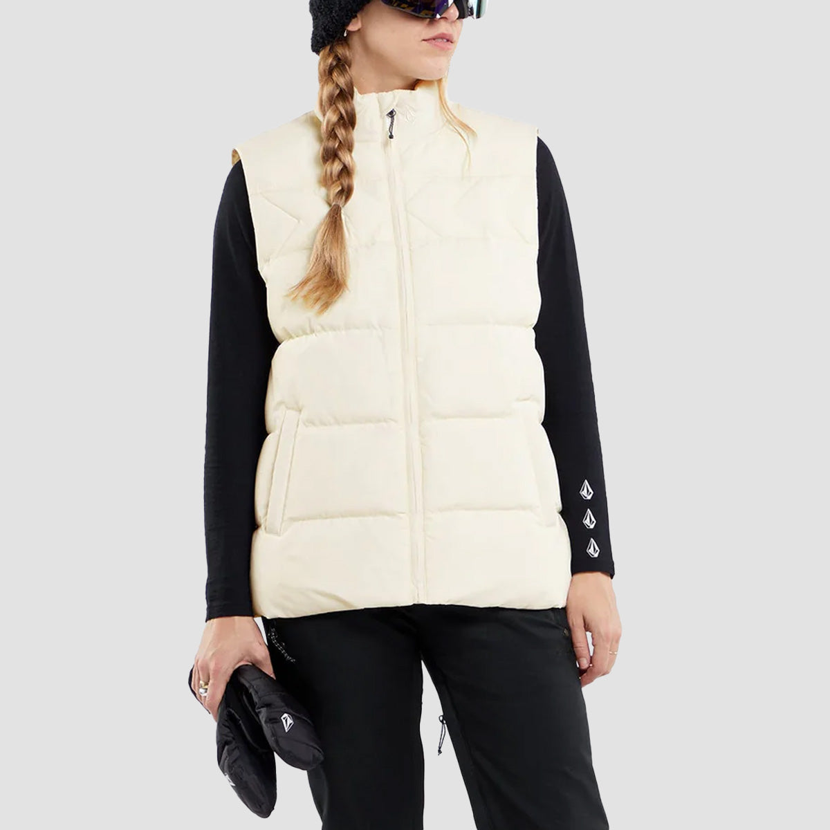 Volcom Stone Castine Puff Vest Jacket Moonbeam - Womens