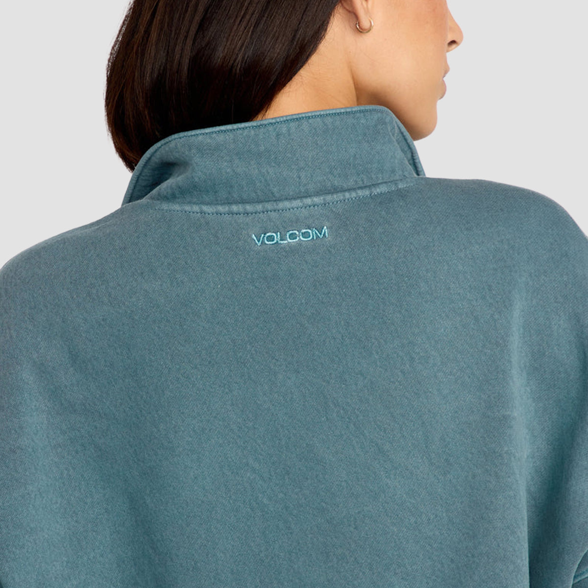 Volcom Stone Soft Quarter Zip Sweatshirt Emerald Green - Womens
