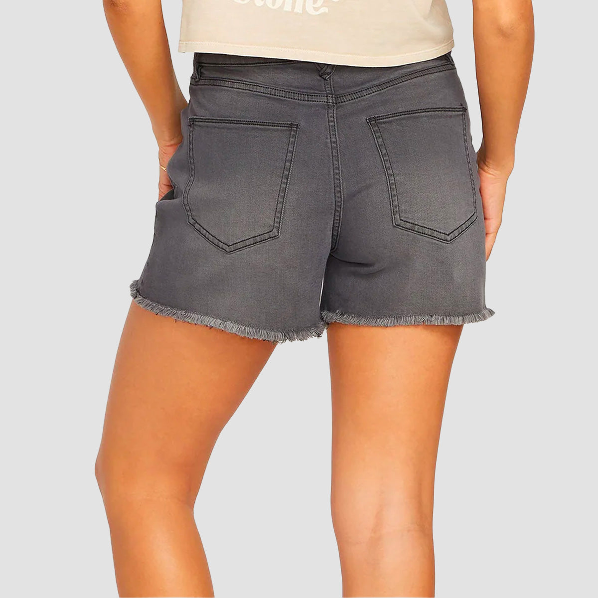 Volcom Stone Step Hiig Rise Denim Shorts Vintage Black - Womens