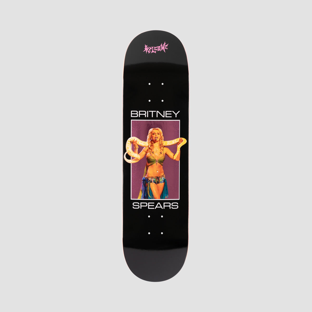 Welcome X Britney Sprears Snake Skateboard Deck Black/Pink Foil - 8.5"