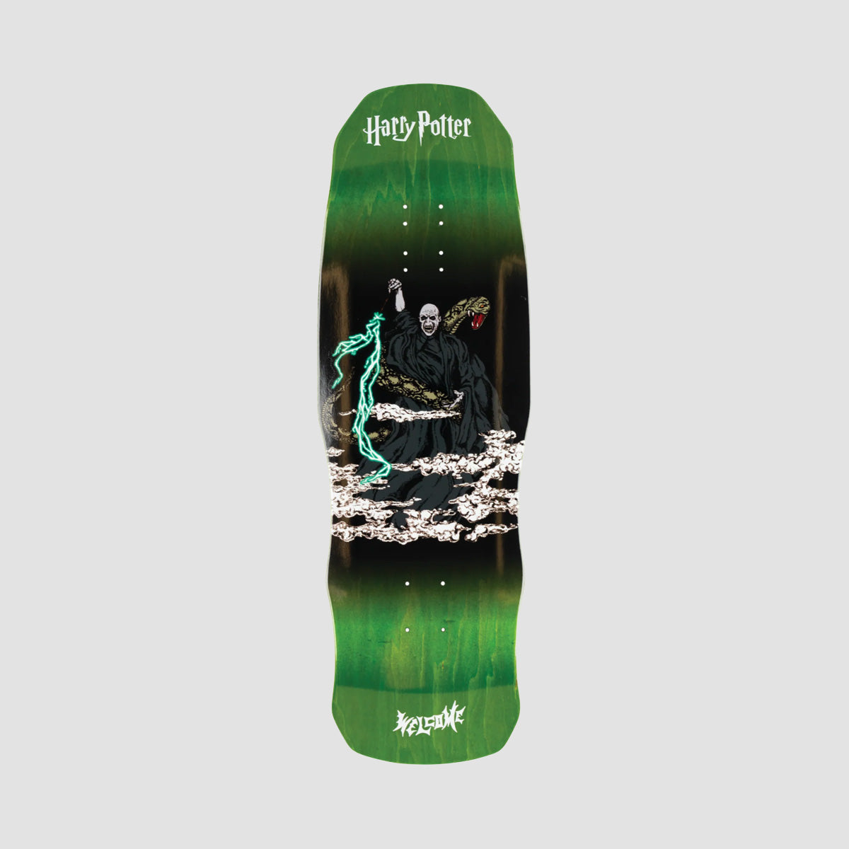 Welcome X Harry Potter Voldemort on Dark Lord Skateboard Deck Dark Green Stain - 9.75"