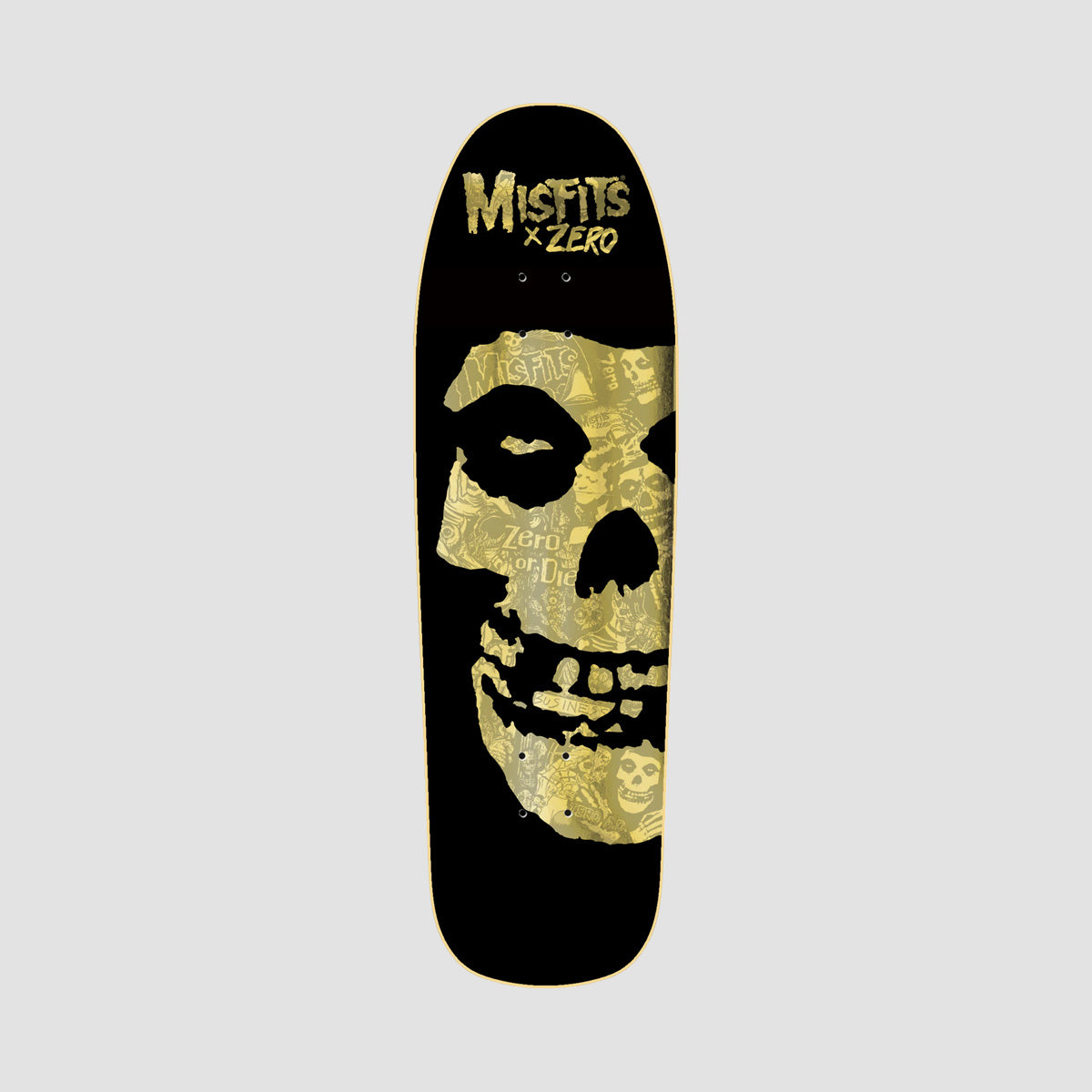 Zero Misfits Fiend Skull Collage Shaped Skateboard Deck Gold Foil - 9.25"