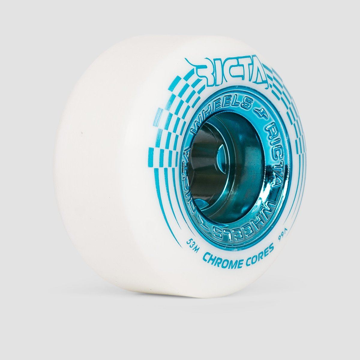 Ricta Chrome Core 99a Skateboard Wheels White/Teal 53mm