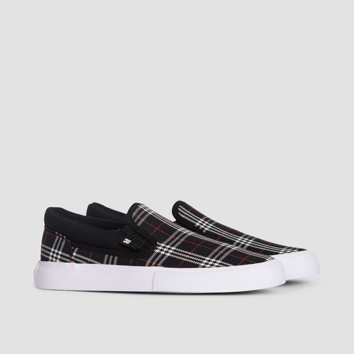 DC Manual Slip On TXSE Shoes - Black/Plaid - Womens