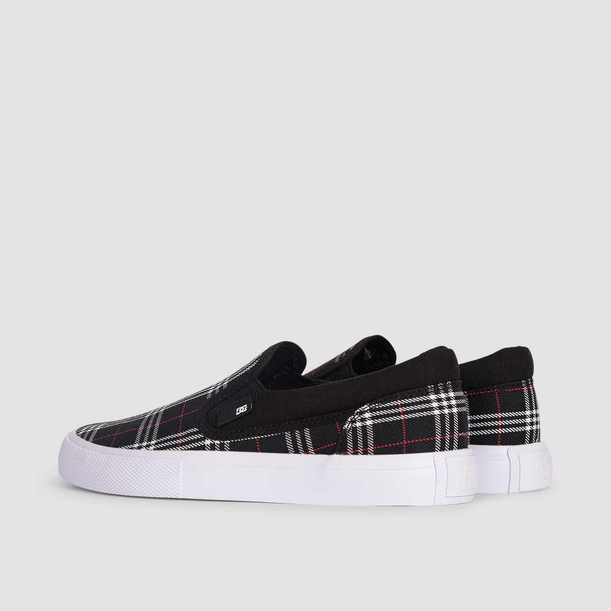 DC Manual Slip On TXSE Shoes - Black/Plaid - Womens