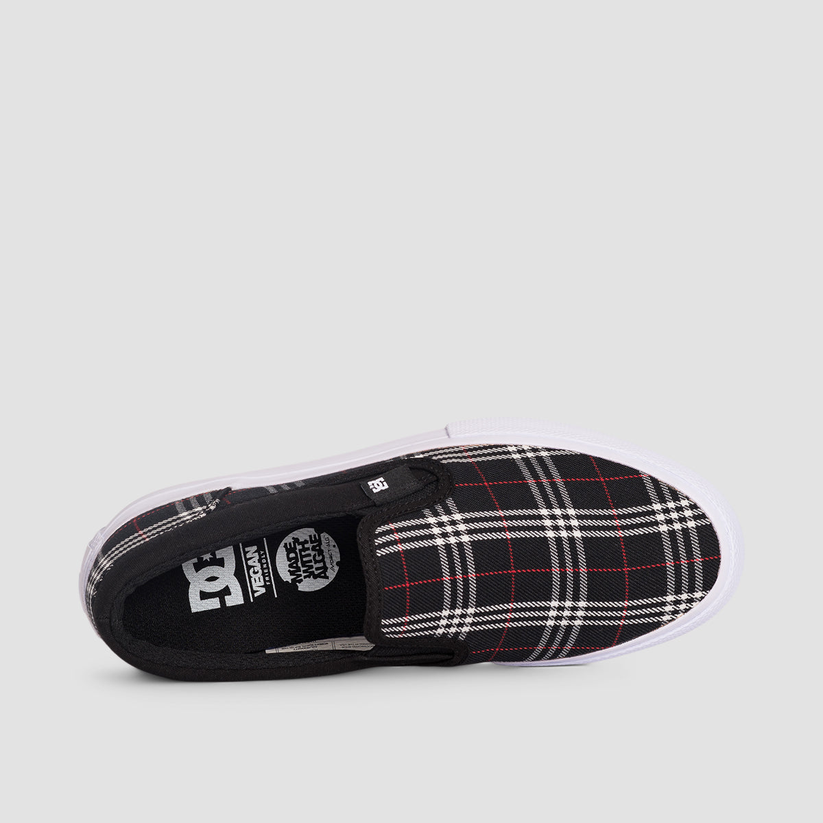 DC Manual Slip On TXSE Shoes - Black/Plaid - Womens