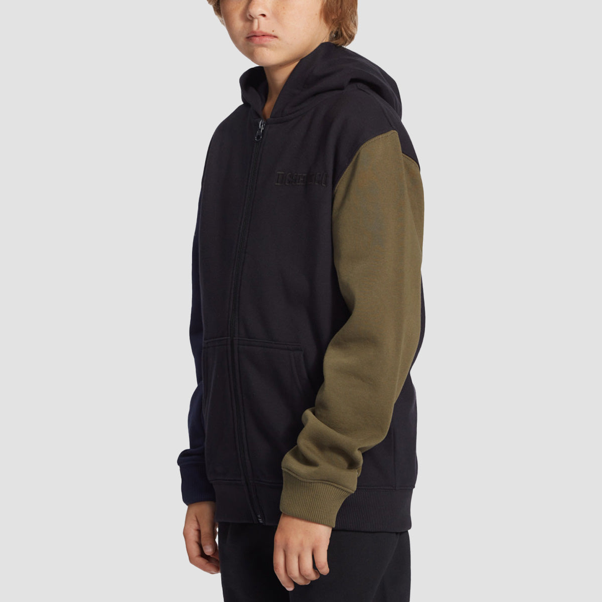 DC Riot 2 Zip Hoodie Black Colour Block - Kids