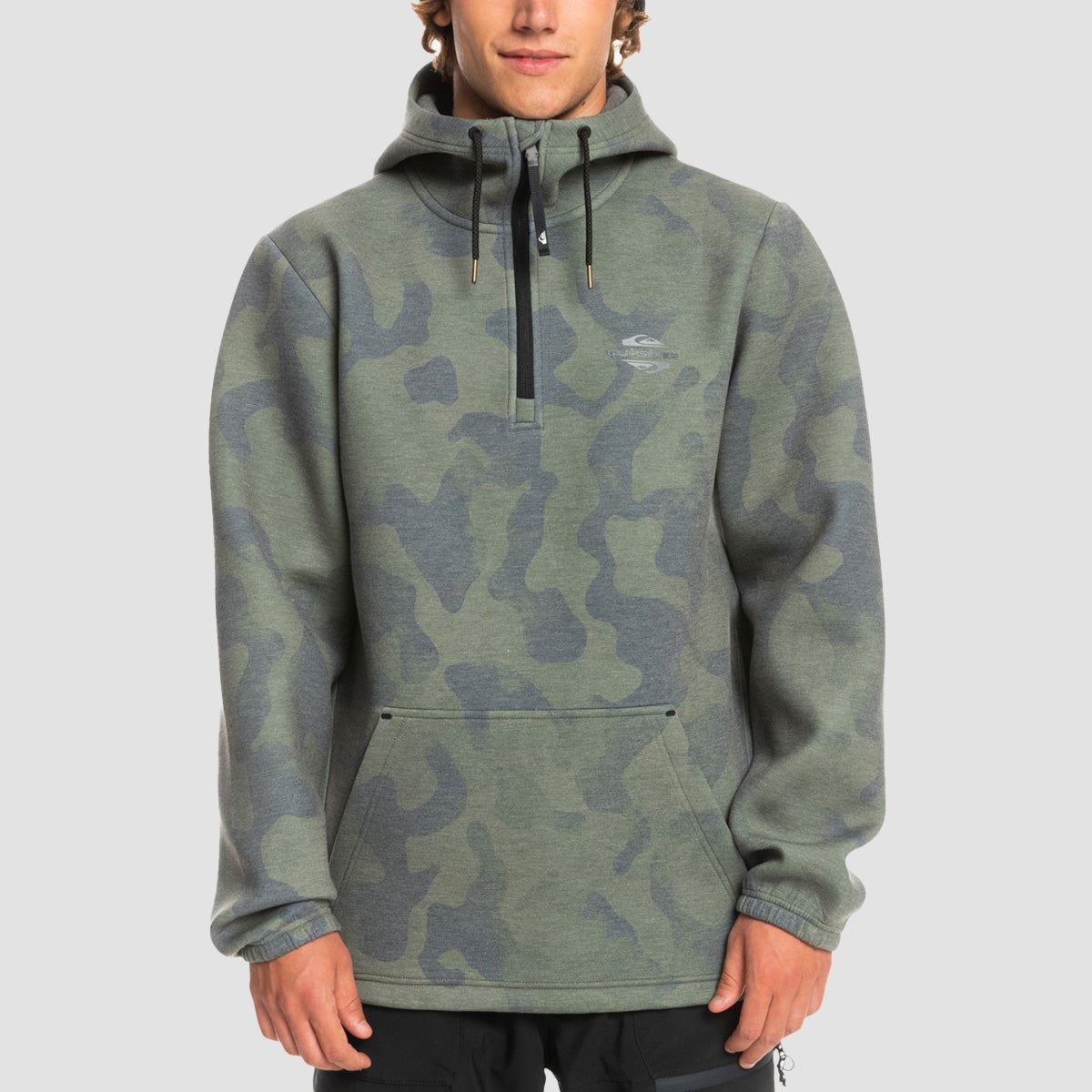 Quiksilver Shredder Half Zip Pullover Snow Hoodie Fade Out Camo