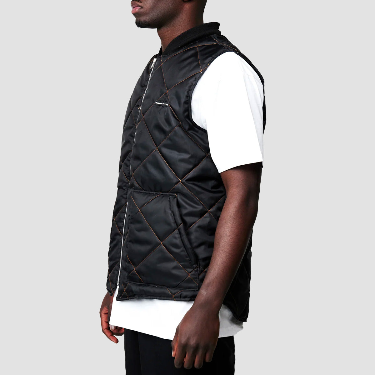 GVNMNT Padded Gilet Black/Orange Stitch