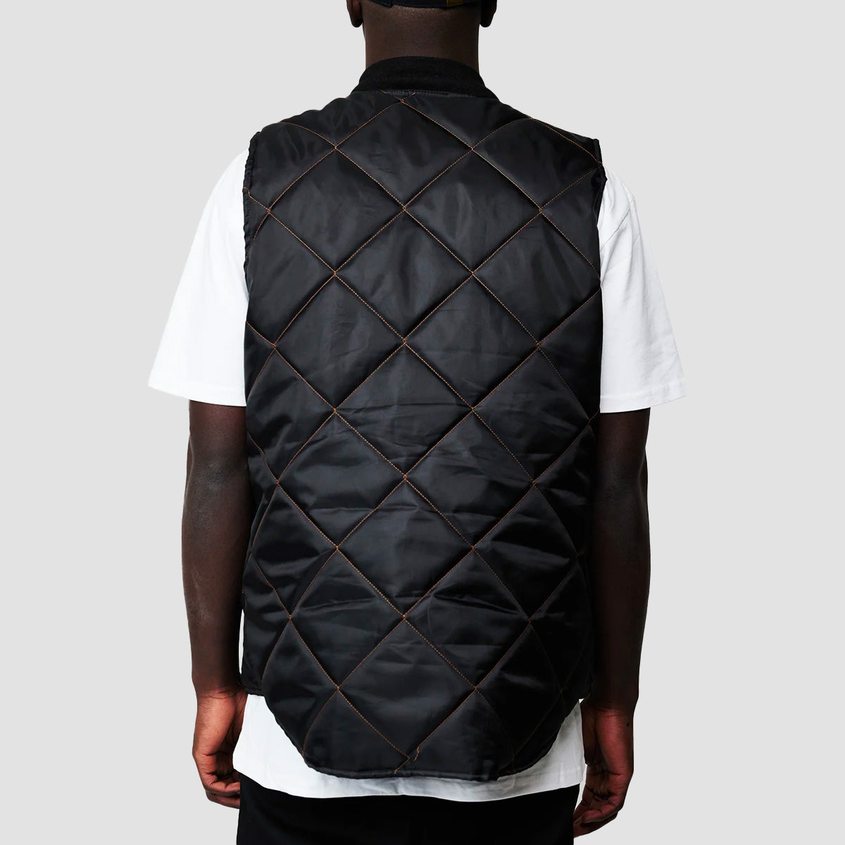 GVNMNT Padded Gilet Black/Orange Stitch