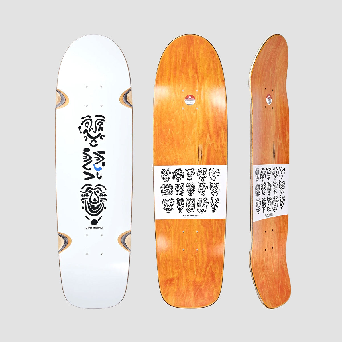 Polar Shin Sanbongi Faces WW White Skateboard Deck Surf SR - 9"