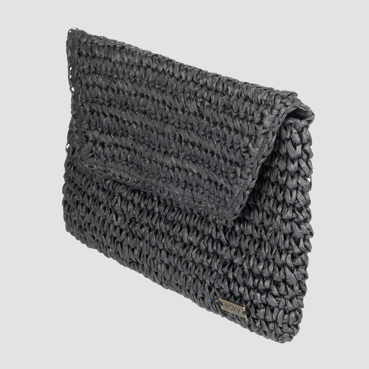 Roxy Timeless Tide Straw Clutch Bag Anthracite - Womens