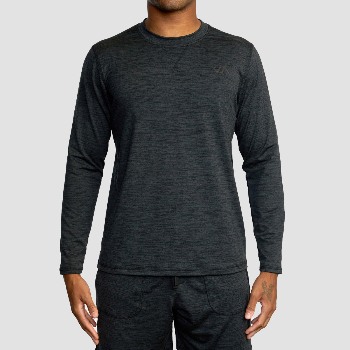 RVCA C-Able Crewneck Longsleeve T-Shirt Black Heather