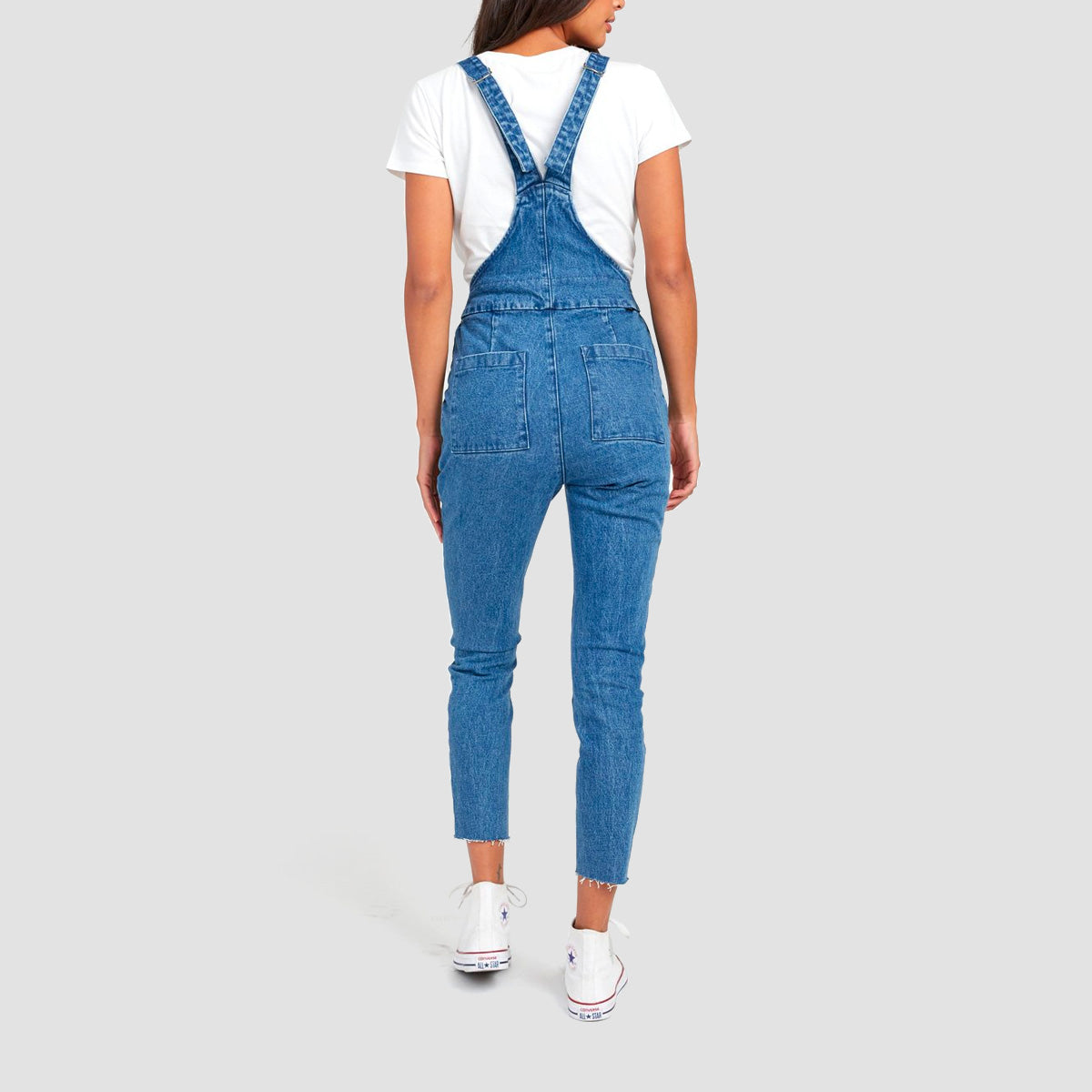 RVCA Paiger Denim Dungarees Worn Blue - Womens