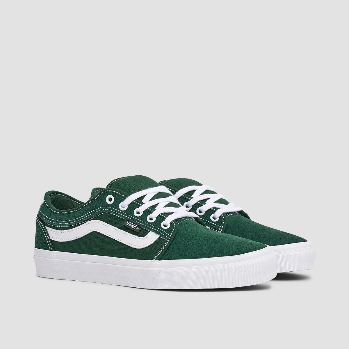 Vans Chukka Low Sidestripe Shoes - Dark Green/White