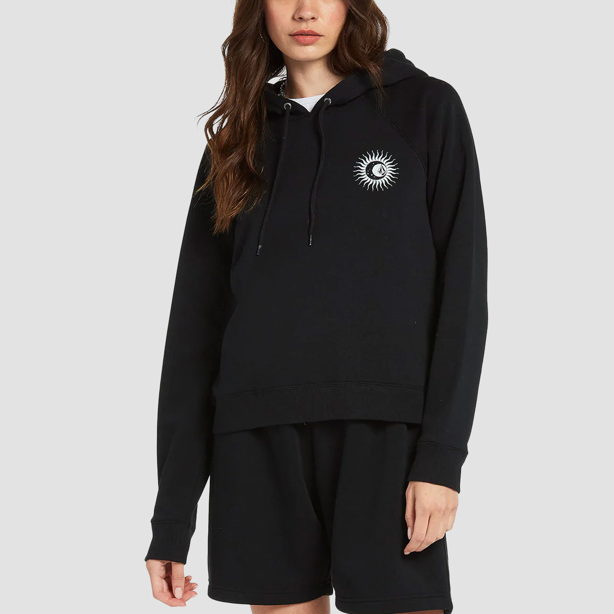 Volcom Truly Stokin Pullover Hoodie Black White - Womens