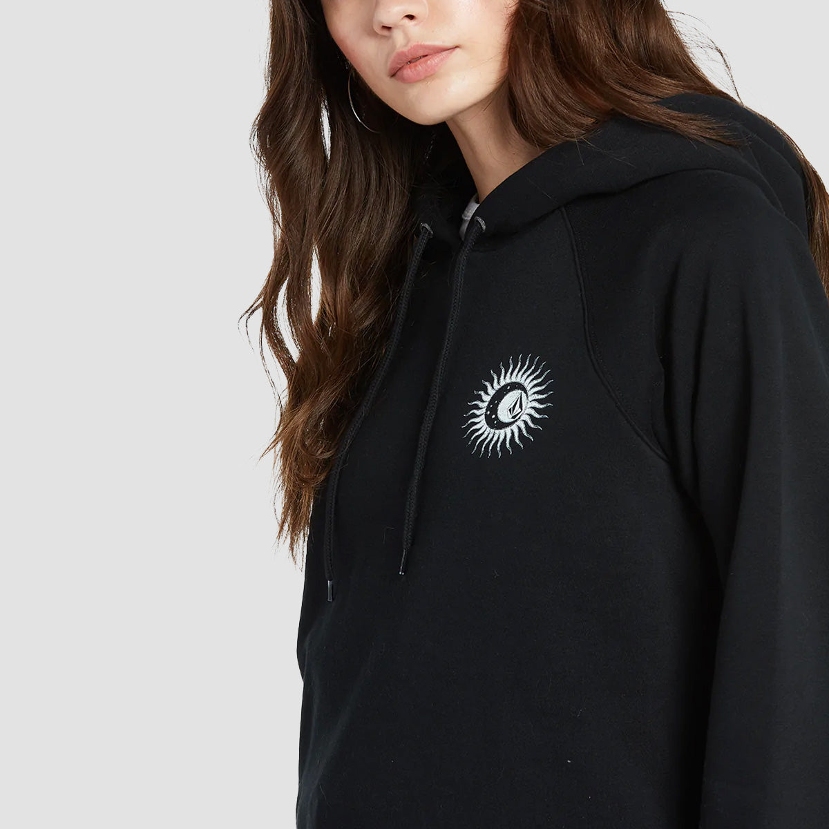 Volcom Truly Stokin Pullover Hoodie Black White - Womens